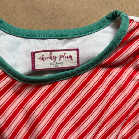 Cheeky Plum Christmas Night Gown - Size 4T - Gently Worn - Ruffles & Festive Pri - Picture 3 of 3